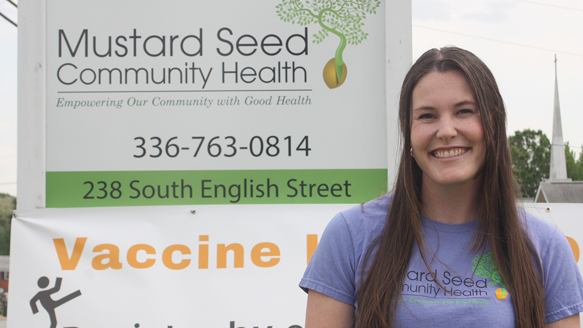 Caroline Wells, a second-year graduate student in the Master of Public Health in Community Health Education program, at her internship site.
