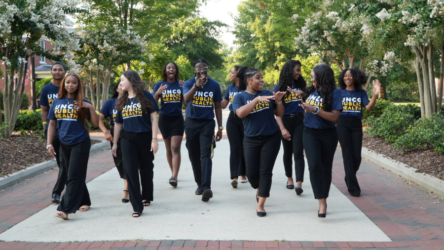 students walking with purpose